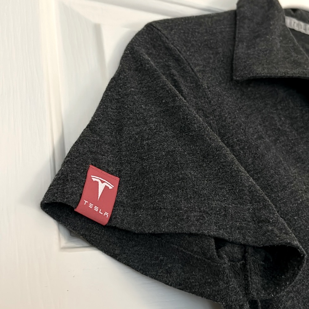Tesla Model X Super Soft Cotton Dark Grey Polo Shirt - Picture 4 of 6